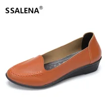 Женская кожаная обувь; мокасины для мам; Лоферы без застежки; мягкая обувь для отдыха на плоской подошве; женская повседневная обувь для вождения; Размеры 35-41; AA40509