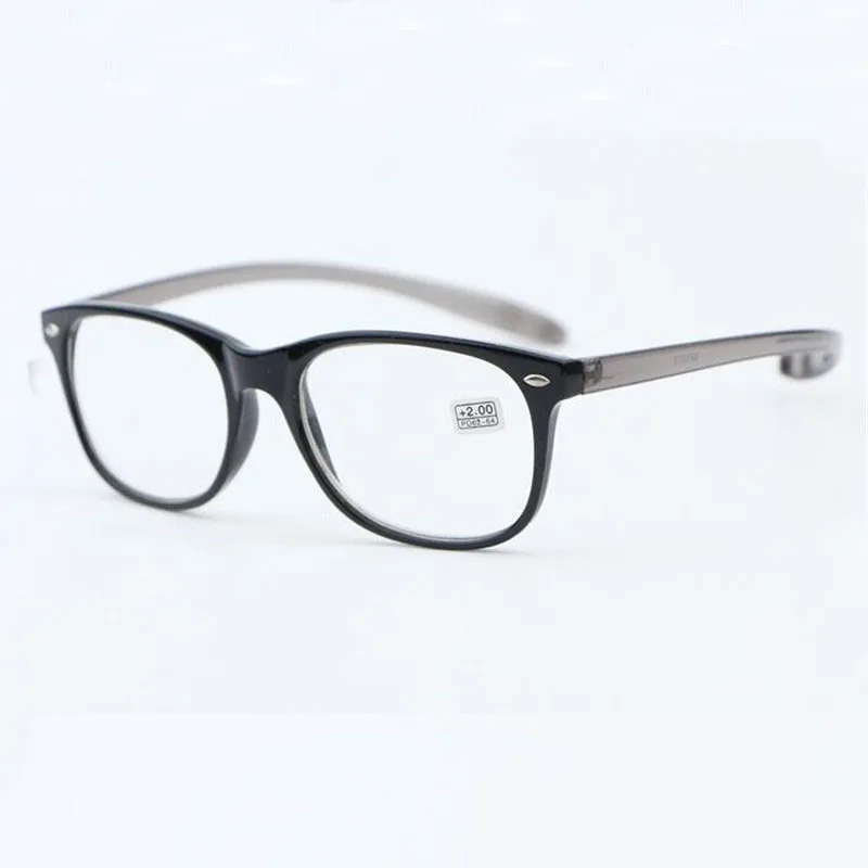 Ретро Простой в большой квадратной оправе мужские очки для чтения Женская мода чёрный; коричневый TR очки при дальнозоркости унисекс 1,0-4,0 R238 - Цвет оправы: Black