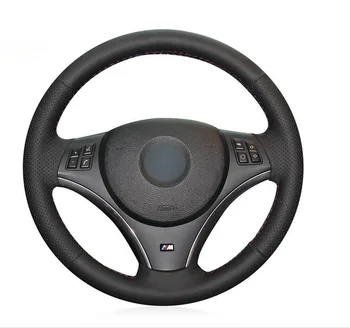 

Puou Black Artificial Leather Car Steering Wheel Cover for BMW E90 325i 330i 335i E87 120i 130i 120d Free shipping
