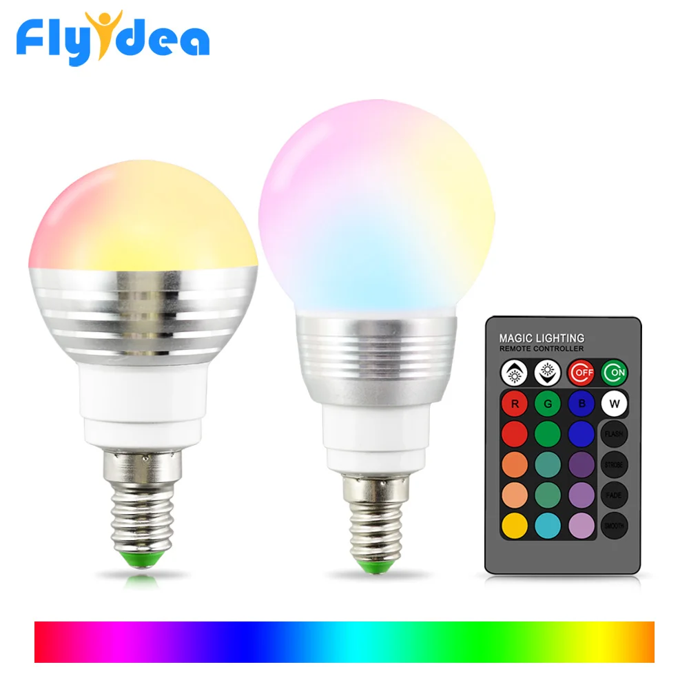 

E14 5W 110V 220V holiday Dimmable Atmosphere Light bulb + 24key16 Color Magic LED Light Lamp IR Remote Control Color Changing