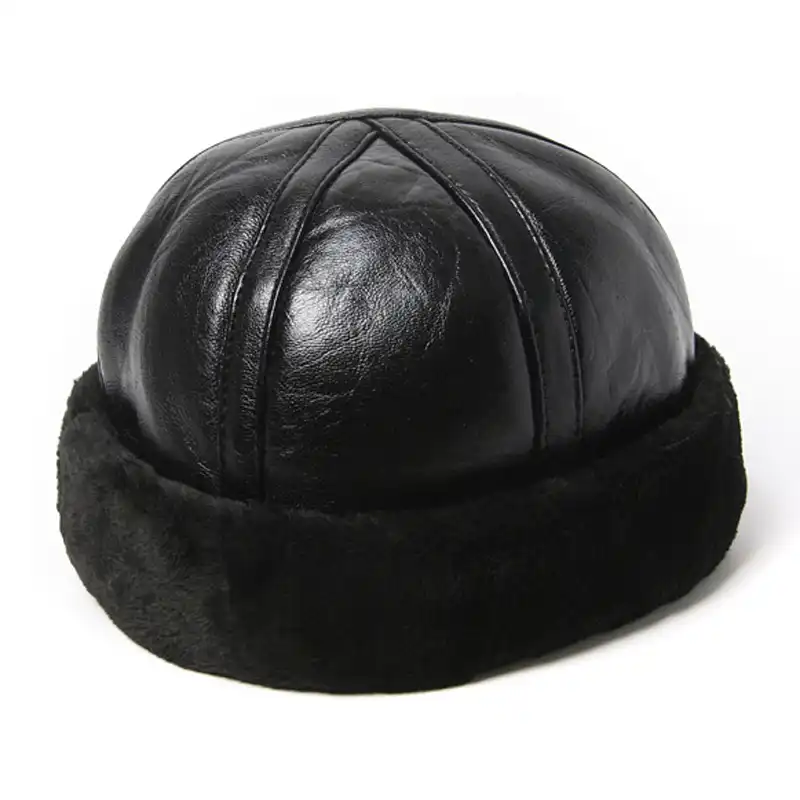 round leather hat