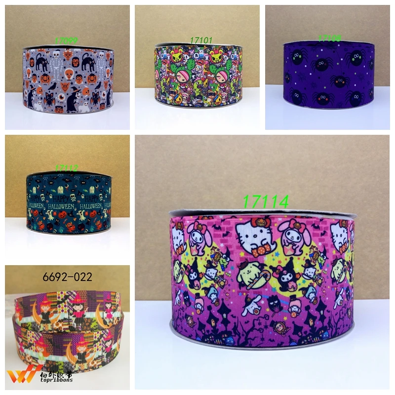 

Free shipping 50 yard Halloween printed grosgrain ribbon 17114