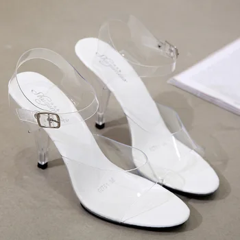 

Summer Sandals Women Pumps Fashion Wedding Shoes Transparent High Heels Women Shoes Jelly Shoes Female Stiletto 34-45 Plus Size