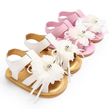 

Summer 0-1 years old girl baby bottom flower princess shoes PU material non-slip baby toddler shoes