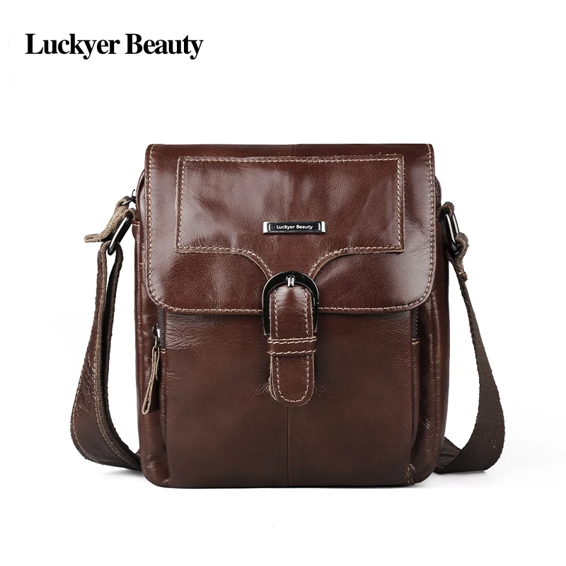 

LUCKYER BEAUTY Designer Brand Men Shoulder Bags Genuine Leather Crossbody Bags Fashion Man Bags Messenger Bag Male Hot Sell