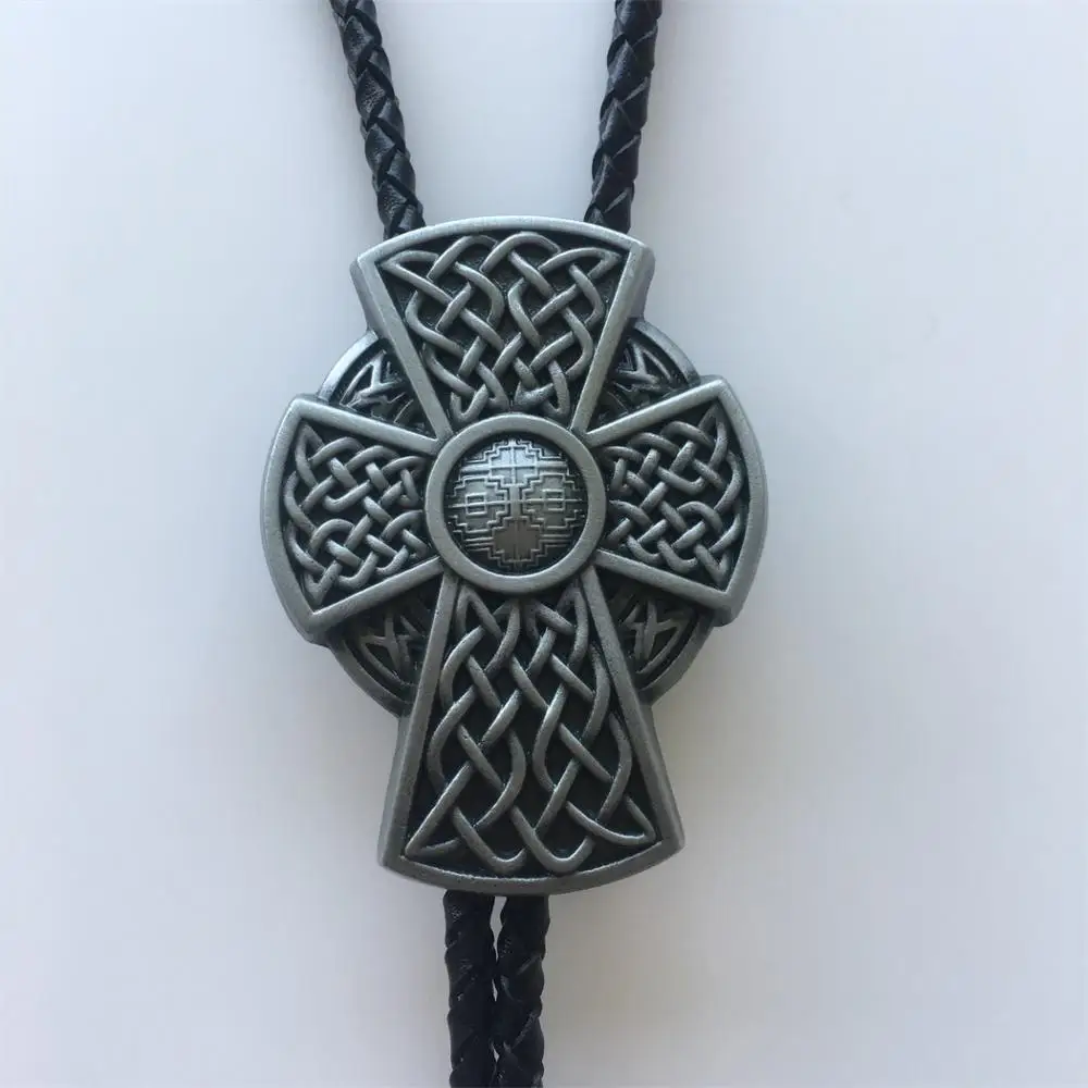 

Vintage Iron Cross Bolo Tie Wedding Leather Necklace