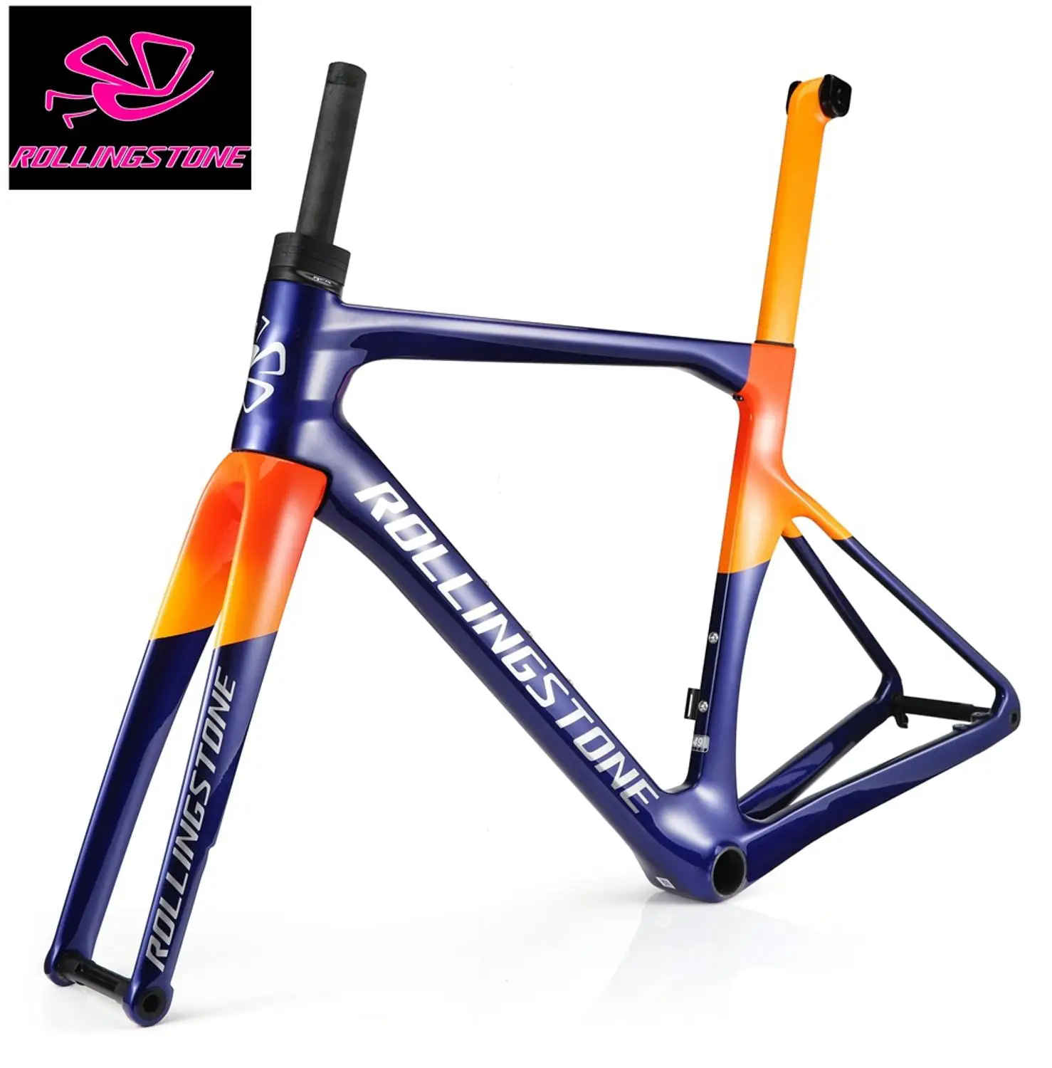 Clearance Rolling Stone Hider Carbon Disc Brake Road Frame set full internal routing with aero integrated bar 46 49 52 55cm 3 Clearance Rolling Stone Hider Carbon Disc Brake Road Frame set full internal routing with aero integrated bar 46 49 52 55cm 3
