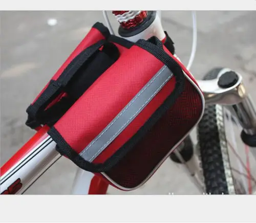 Excellent 1pcs Bicycle Cycling Bike Frame Pannier Front Tube Bag Pouch Case Double-Saddle Polyster Waterproof Rainproof Bike Bag 2