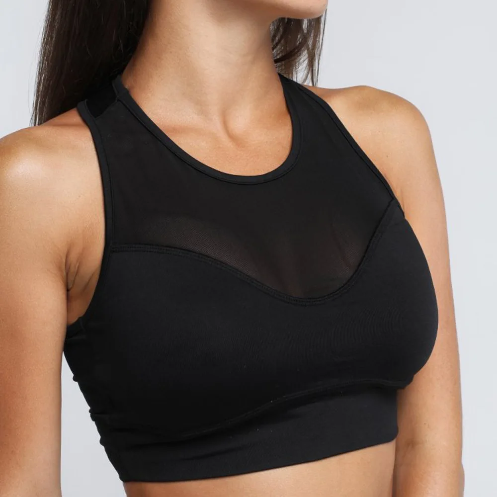 

Girls Black Mesh Padded Tops Women Thick Elastic Tee Summer O neck Fashion Mesh Tops Female Black White Summer tshirt Cropp