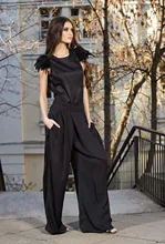 Black Loose High Waist Crop Casual Pants Women One Size Wide-leg Pants Plus Size custom made women pants Black Loose High Waist Crop Casual Pants Women One Size Wide-leg Pants Plus Size custom made women pants