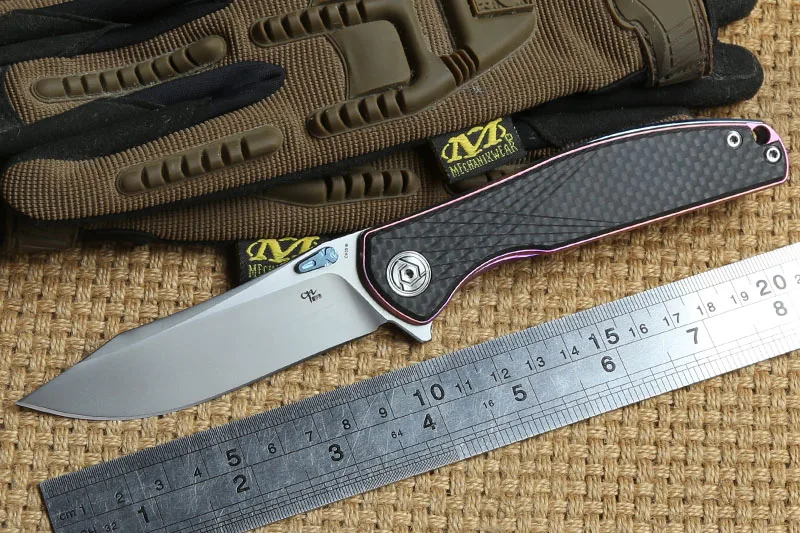CH 3516 складной нож с флиппером S35VN лезвие шариковые подшипники титановая ручка из углеродного волокна карманные ножи для кемпинга инструменты для повседневного использования - Цвет: Anodized