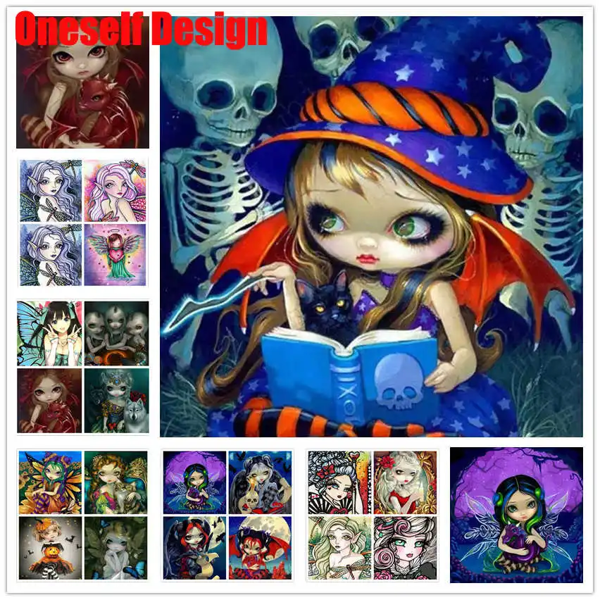 

2019 Top Popular 5D DIY Diamond Painting Cartoon Girl Diamond Mosaic Sale 5D Diamond Embroidery Magic Girl Rhinestone Pictures