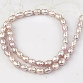 

Unique Pearls jewellery Store,5mm Lavender Rice Freshwater Cultured Pearl Loose Beads One Full Strand DIY Pearl Necklace Materia