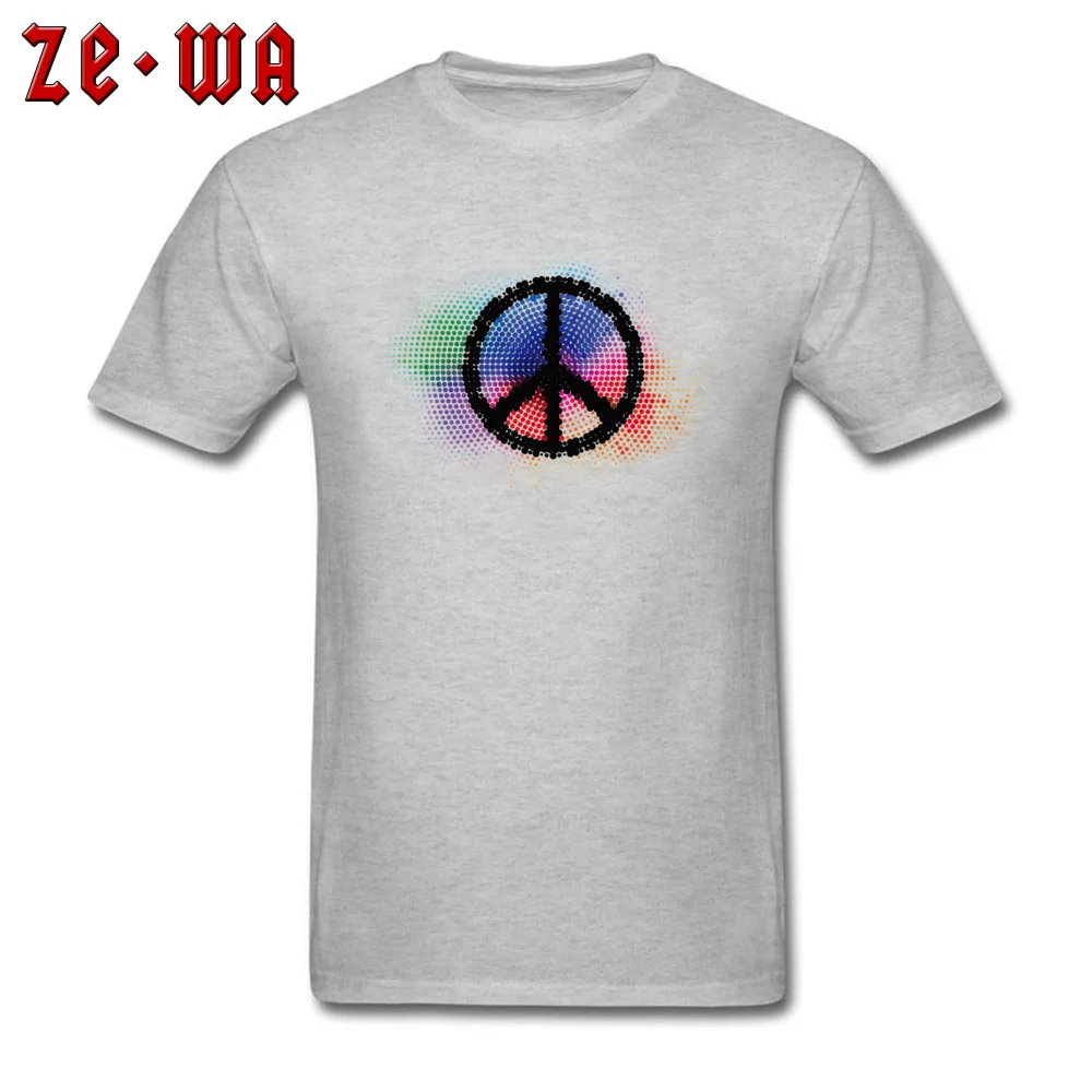 peace logo art Casual Tops Tees Short Sleeve for Men Cotton Fabric NEW YEAR DAY Round Collar T Shirts Camisa T-Shirt Wholesale peace logo art grey