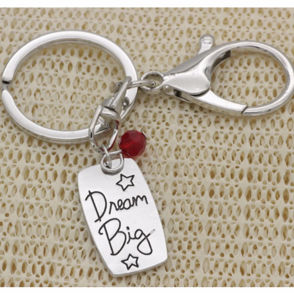 Inspirational Key Chain crystal Key Ring Dream big Jewelry Key Holder