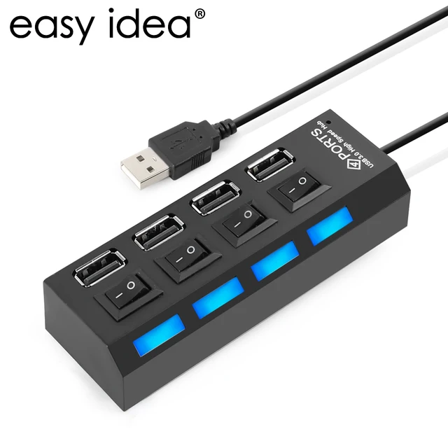 Новый Micro 4 порта USB концентратор 2,0 высокая скорость USB 2,0 концентратор USB разветвитель с вкл/выкл переключатель для планшета ноутбук
