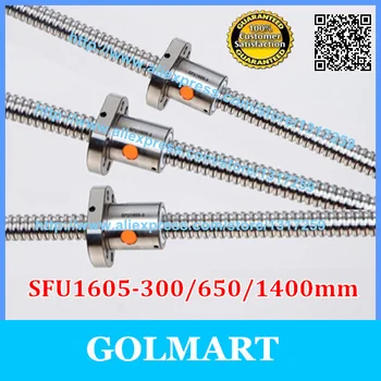 

3 anti backlash guide ballscrew set 1605 ball screw RM1605- 300 / 650 / 1400mm -C7 with 1605 ballnut and include end machined