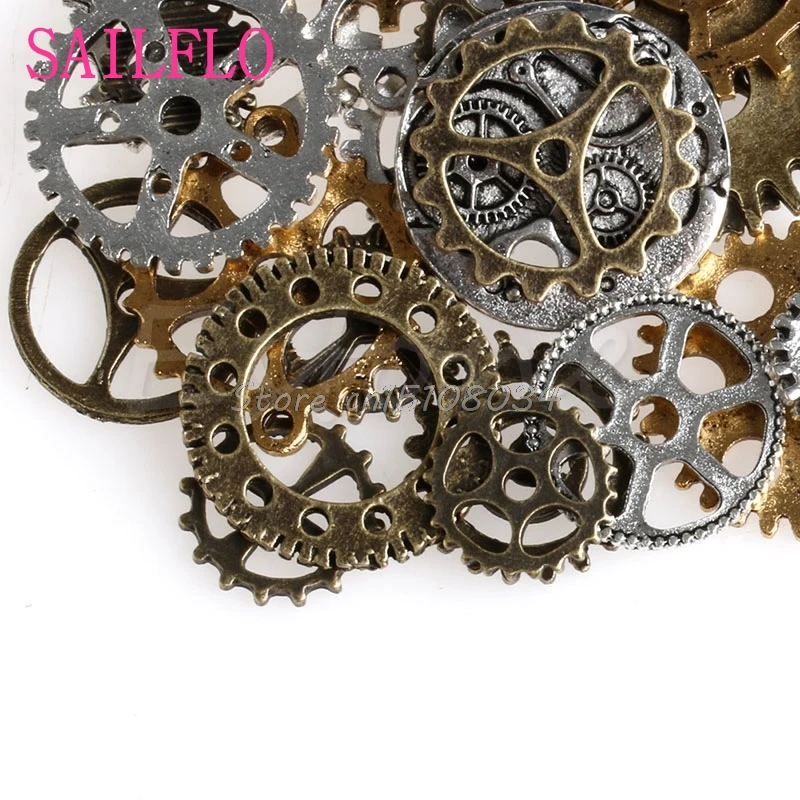 42 piezas Vintage piezas de aleación de joyería Steampunk arte DIY manualidades Cyberpunk engranajes para ver S08 de la nave de la gota
