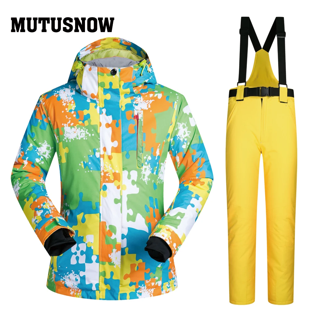MUTUSNOW عالية الجودة الرجال بدلة تزلج الذكور في الهواء الطلق الثلوج السترات السراويل يندبروف ماء الجليد دعوى الشتاء سترات للتزلج الماركات