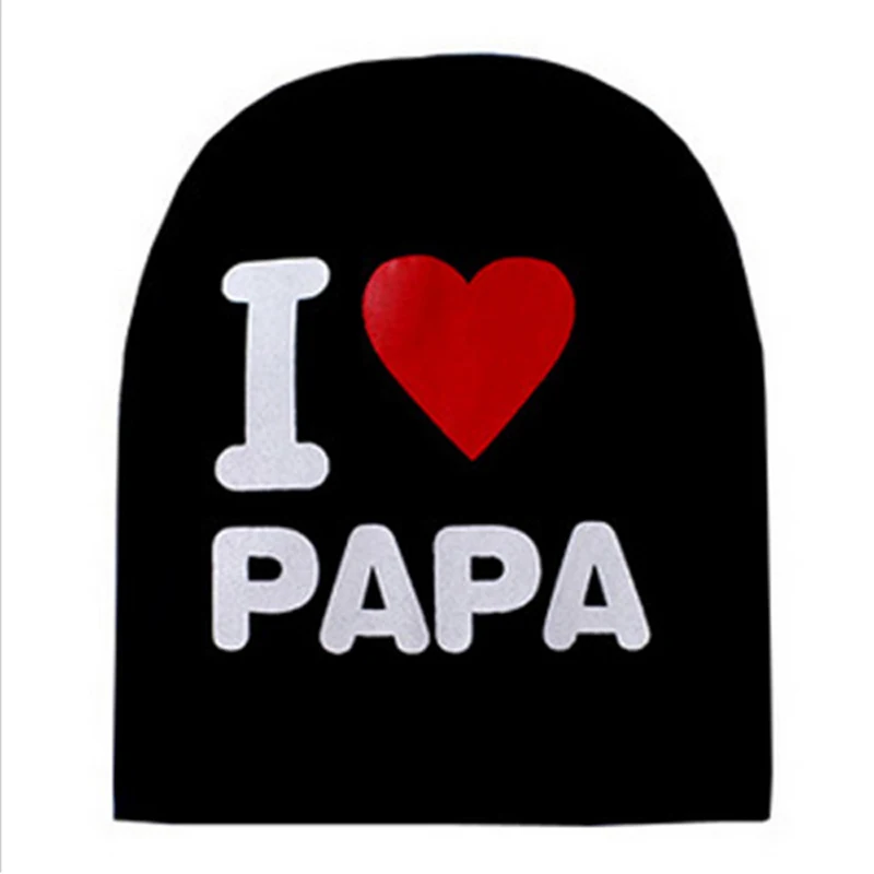 Детская шапка I Love MAMA или PAPA вязаная для малышей мальчиков и девочек детская