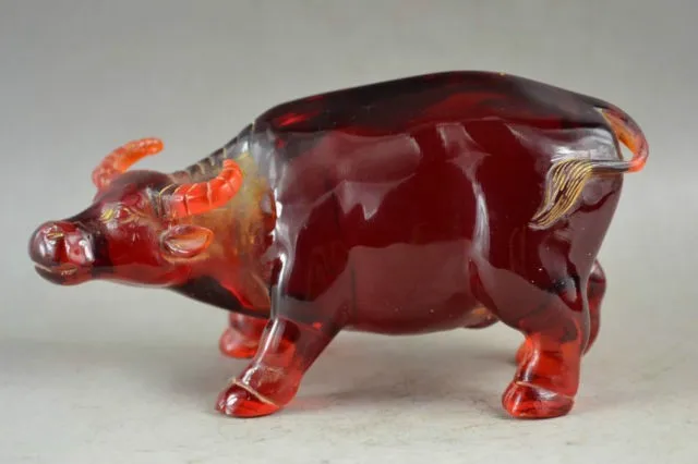 

TNUKK Elaborate Chinese Old Handwork Resin Lifelike Laborious Cattle Bring Good Lucky Statue