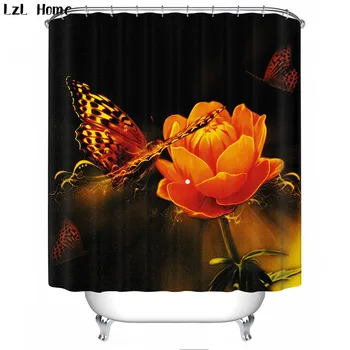 

Butterfly Christmas Shower Curtains 3d Modern Creative Flower Waterproof Fabric Bath Curtain For Bathroom Hook Home Decoration