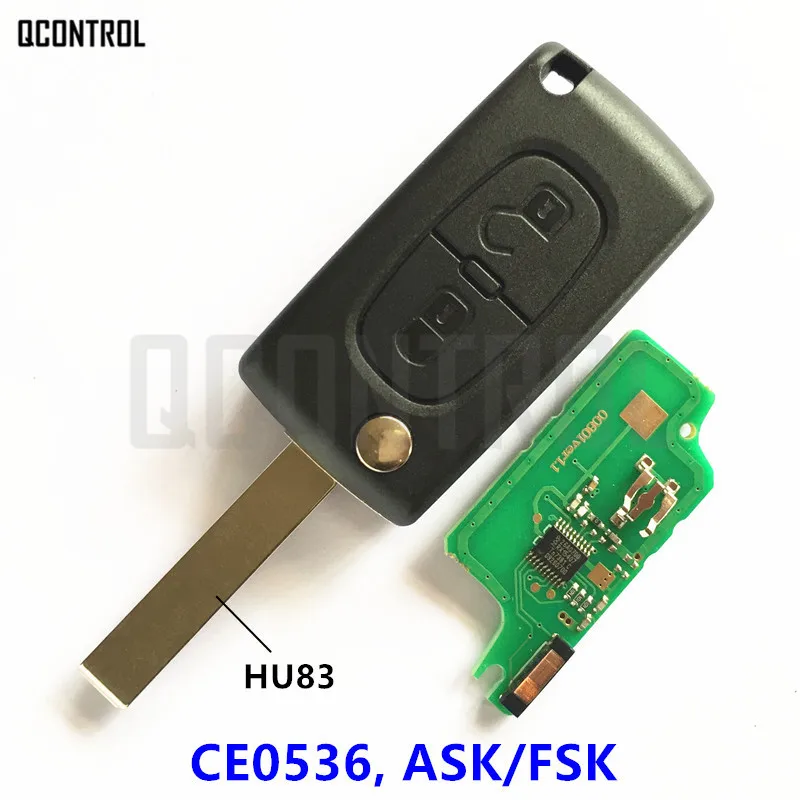 QCONTROL Автомобильный Дистанционный ключ для PEUGEOT 207 208 307 308 408 Partner(CE0536 ASK/FSK, 2 кнопки HU83
