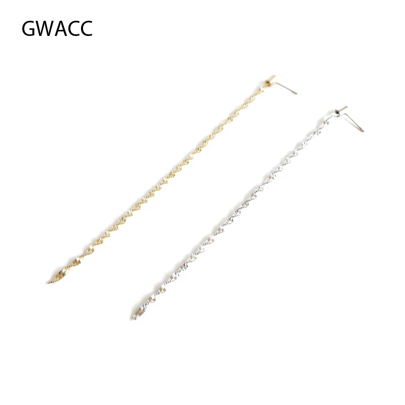 

GWACC Long Chain Tassel Drop Earrings For Women Geometry Winding Chain Earrings Fashion Jewelry 925 Silver Needle Earrings