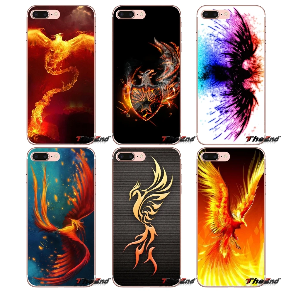 Мягкий чехол для iPhone X 4 4S 5 5S 5C SE 6 6S 7 8 Plus Samsung Galaxy J1 J3 J5 J7 A3 A5 2016 2017 The rising Fire Phoenix bird Art |