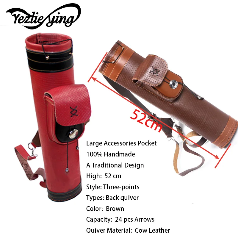 N Traditional Real Genuine Leather Archery Quiver Portable Pouch