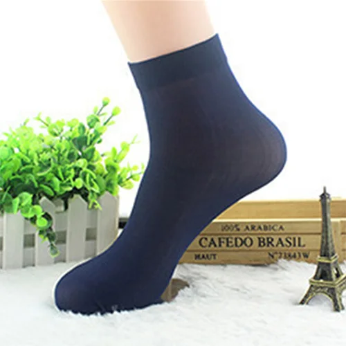 10 пара/лот = 20 штук летние тонкие мужские носки высокие эластичные износостойкие ледяные шелковые крутые деловые мужские короткие носки - Цвет: Zangqing B