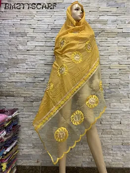 

Real Shot!African Women Cotton Scarfs Cotton Splicing Net Scarf Soft Headscarf Women Hijab Scarf on Sales BM818