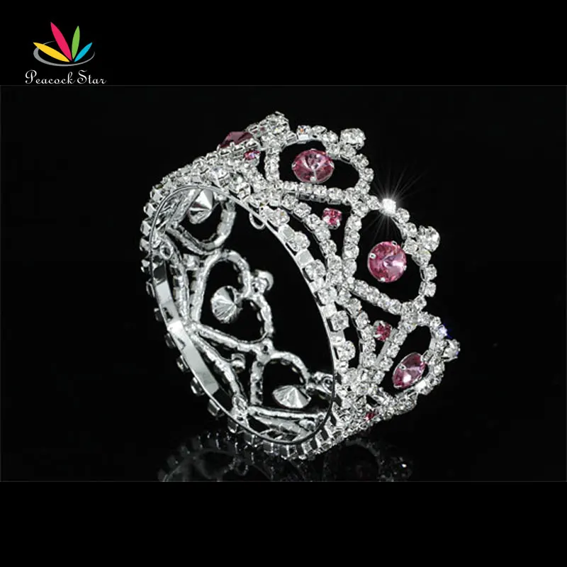 Peacock Star New Born Baby Heart Crystal Full Circle Round Pink Mini Crown Tiara CT1777 | Украшения и аксессуары