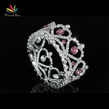 

Peacock Star New Born Baby Heart Crystal Full Circle Round Pink Mini Crown Tiara CT1777