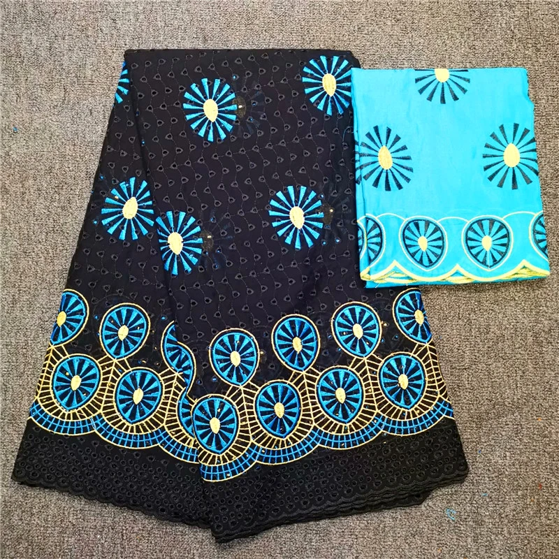 

Swiss lace fabric high qulity embroidery swiss voile lace with scarf sets african lace with stones for wedding dress 5+2yards