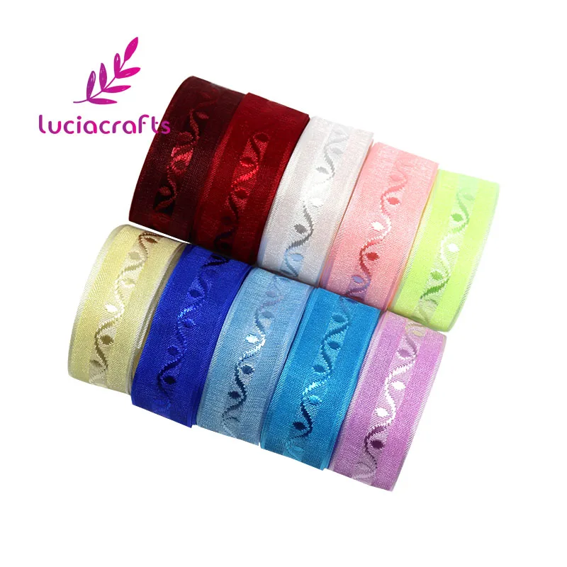 Lucia crafts 20 мм однотонные вышитые ленты из органзы сделай сам для упаковки волос