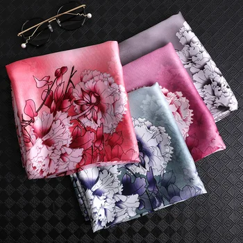 

2020 New floral print silk scarf for women thin spring summer travel pashmina lady large shawls and wraps high quality foulard