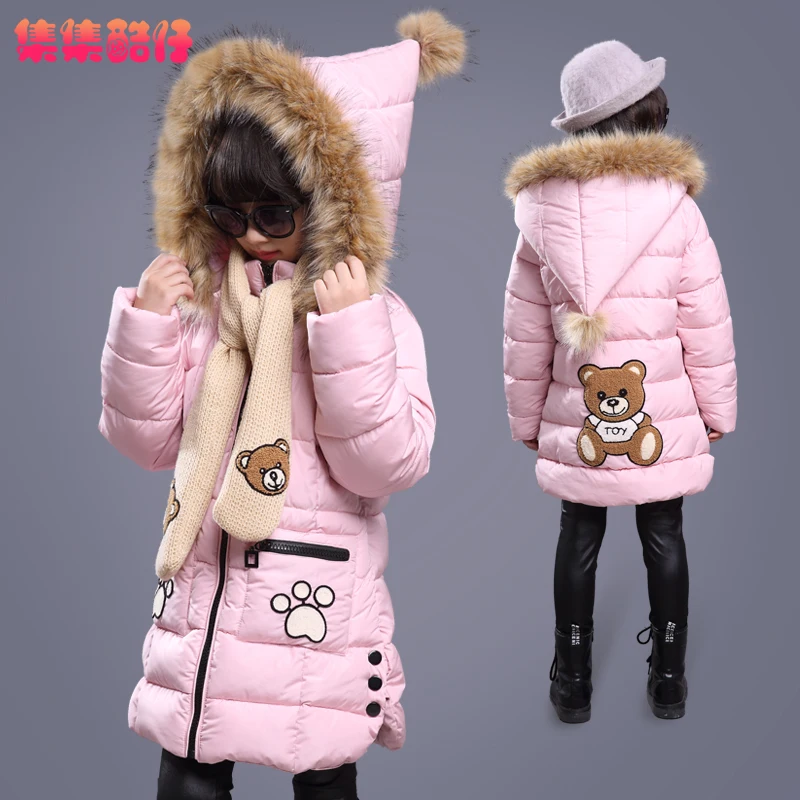 

2016 New Winter Coat Jacket Kids Girls Child Baby Children Long Thickening Cotton Padded Jacket