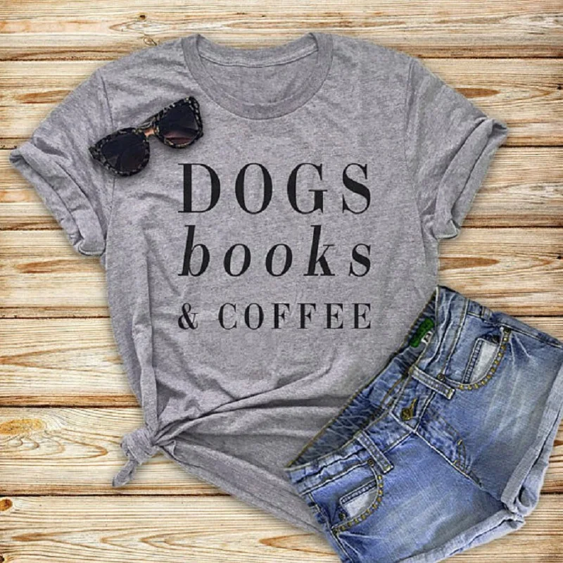 Hillbilly Funny Dogs Book & Coffee Letters Women Vogue Tshirt Plus Size Summer Top Harajuku Vintage  Cotton T shirt Women Befree