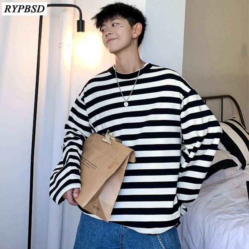 

2019 Men's New Large Size Loose Cotton Clothes Coats Casual Hoodies Stripe Printing Pullover Long Sleeve Sweatshirts Coats S-3XL