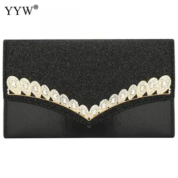 

Women Black Envelope Wedding Luxury Clutch Rhinestone Gold Wedding Bag Silver Clutch 2019 Female New Arrive Handbags Purse