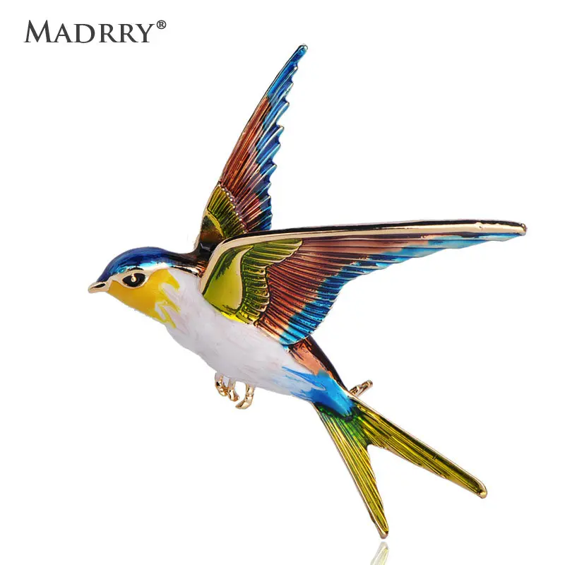 

Madrry Swallow Bird Shape Brooch New Arrival Colorful Enamel Animal Brooches For Women Kid Sweater Scarf Suit Lapel Pins Jewelry