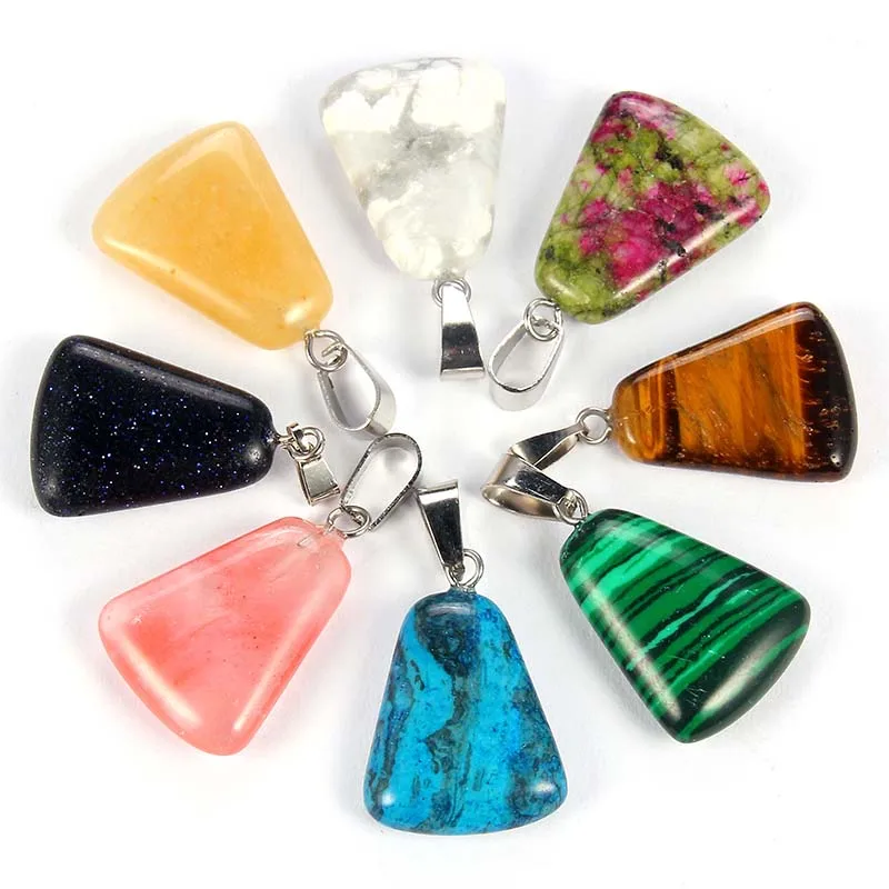 

Pretty Natural Stone Charm Pendants DIY Necklace Crystal Chakra Healing Reiki Beads Jewelry making Mix colors 10pcs/lot