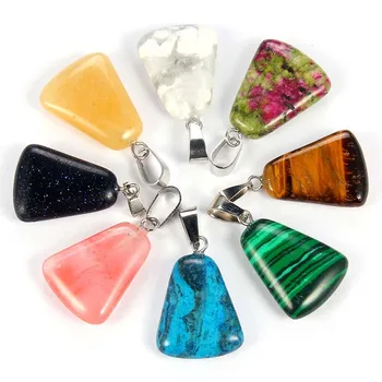 

Pretty Natural Stone Charm Pendants DIY Necklace Crystal Chakra Healing Reiki Beads Jewelry making Mix colors 10pcs/lot