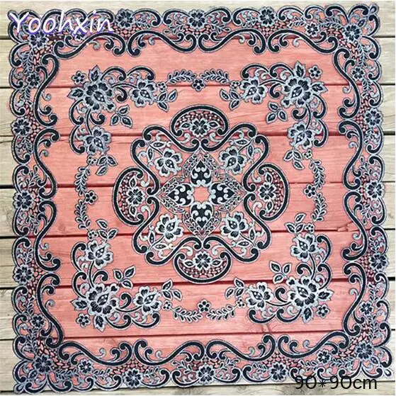 Luxury lace black red Embroidery table cover cloth tea coffee mantel nappe square tablecloth dining kitchen party wedding decor