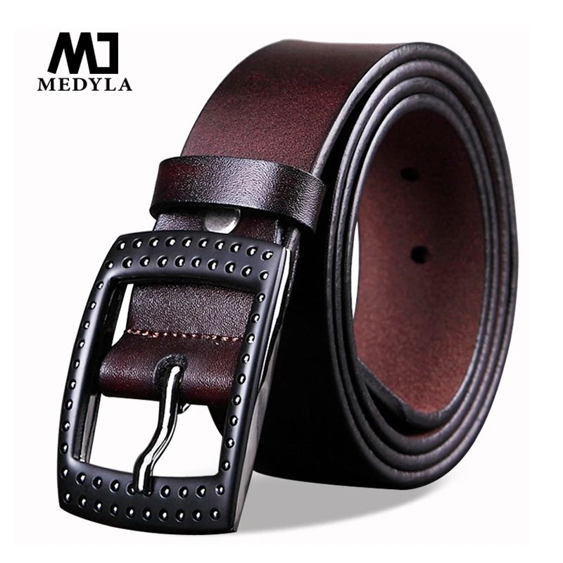 

MEDYLA top Leather strap Men High Quality Designer Belts For Men's Casual Genuine Leather Waistband Pin Buckle Ceinture Homme