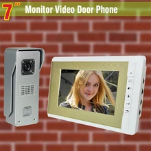 2016 Nuevo Oro de Lujo Cáscara Del Trefilado 7 Pulgadas Monitor de Videoportero Intercom Timbre 1V1 Cámara Sistema de portero automático de La Puerta de campana