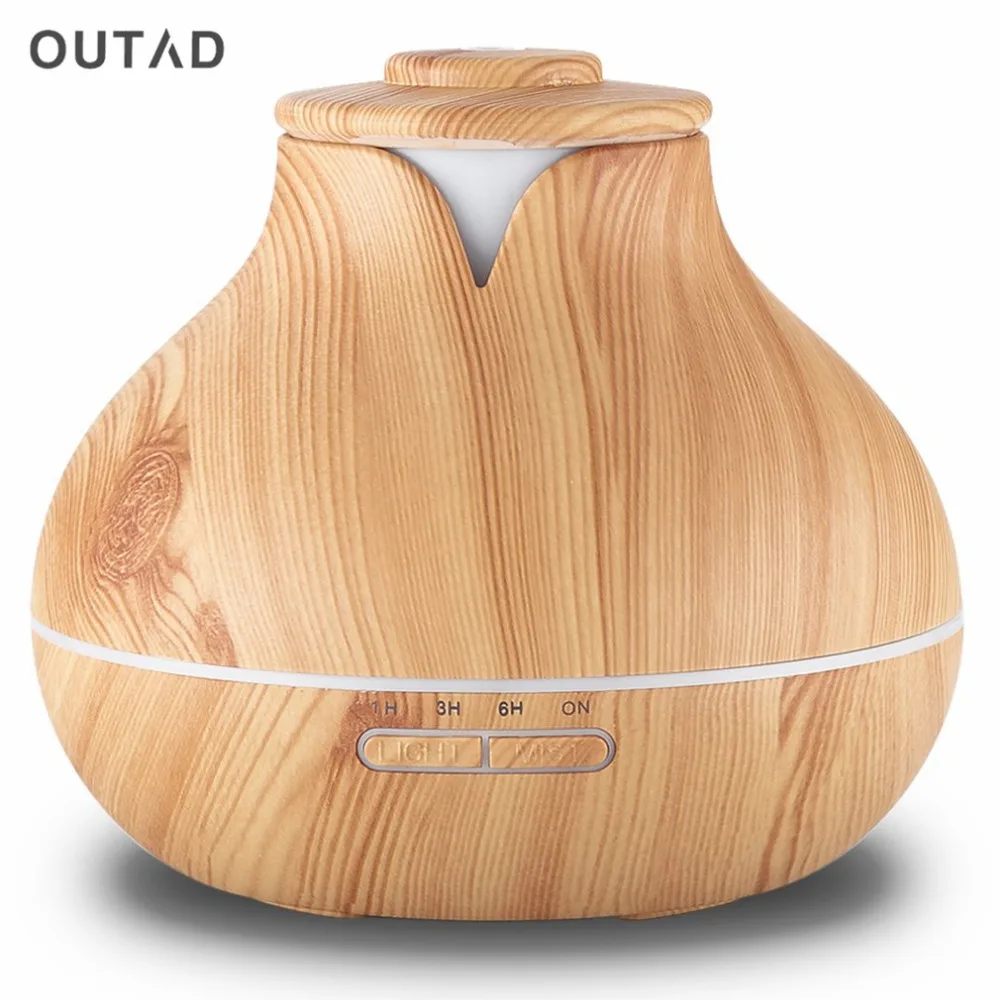 

Electric 400ml Aroma Essential Oil Diffuser Aromatherapy Ultrasonic Air Humidifier with Wood Grain 7 Color Changing LED Light US