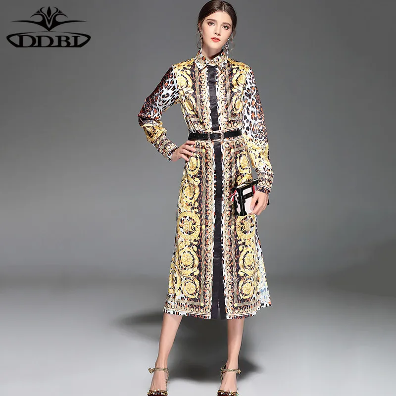 leopard print dress 2018 spring women's high quality fashion dresses