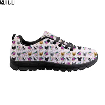 

Frenchie French Bulldogs Dog purple lavender Pattern Sneakers Women's Flats Casual Air Mesh Shoes Breathable Female Flat Shoes